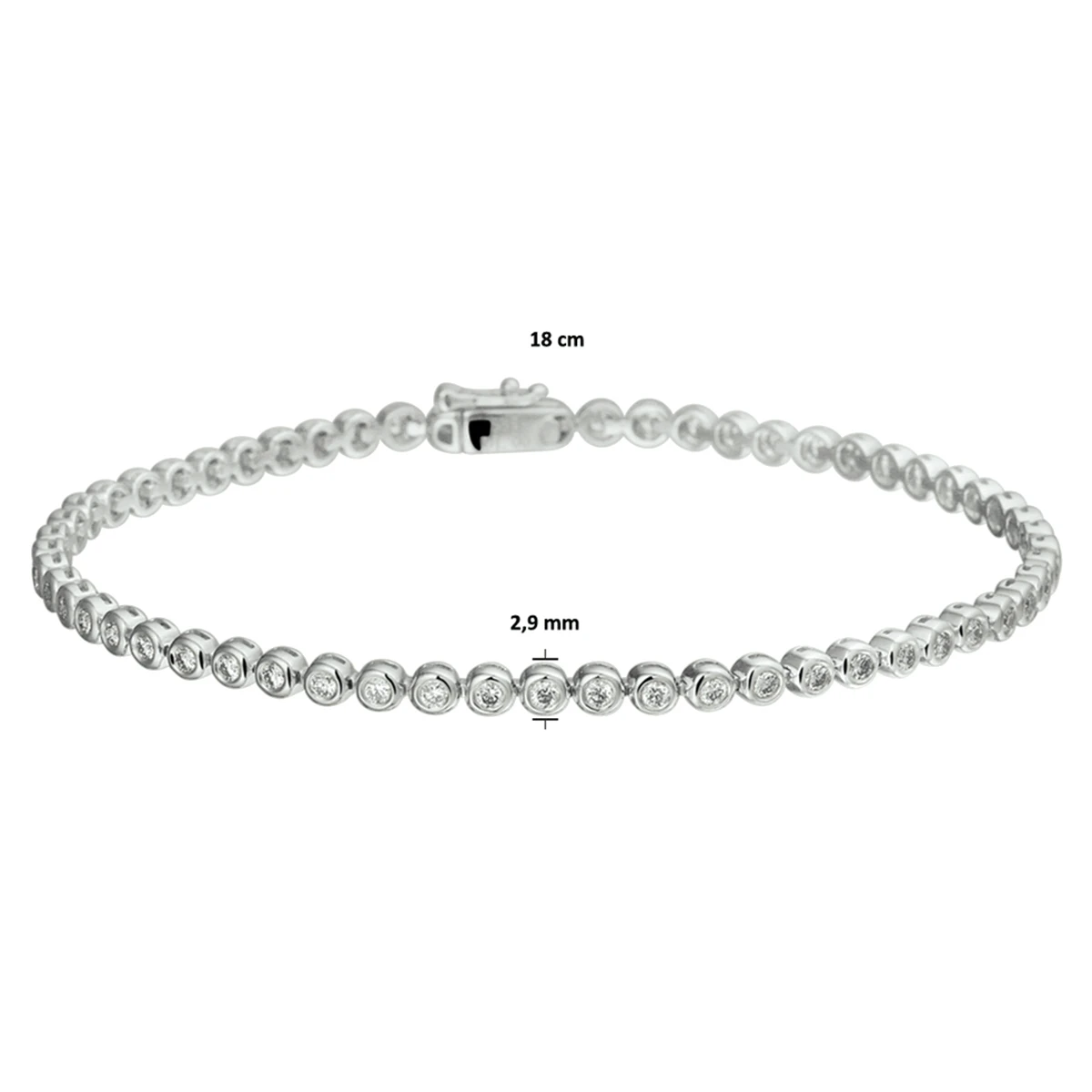 tennisarmband diamant 2,9 mm 18 cm 1.00ct g si 14K witgoud