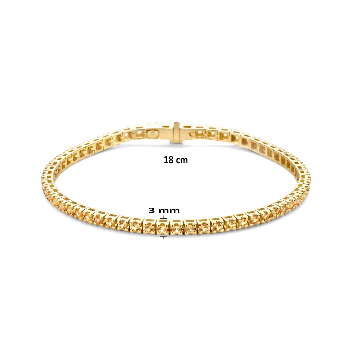 tennisarmband geel saffier 1.786ct 14K geelgoud
