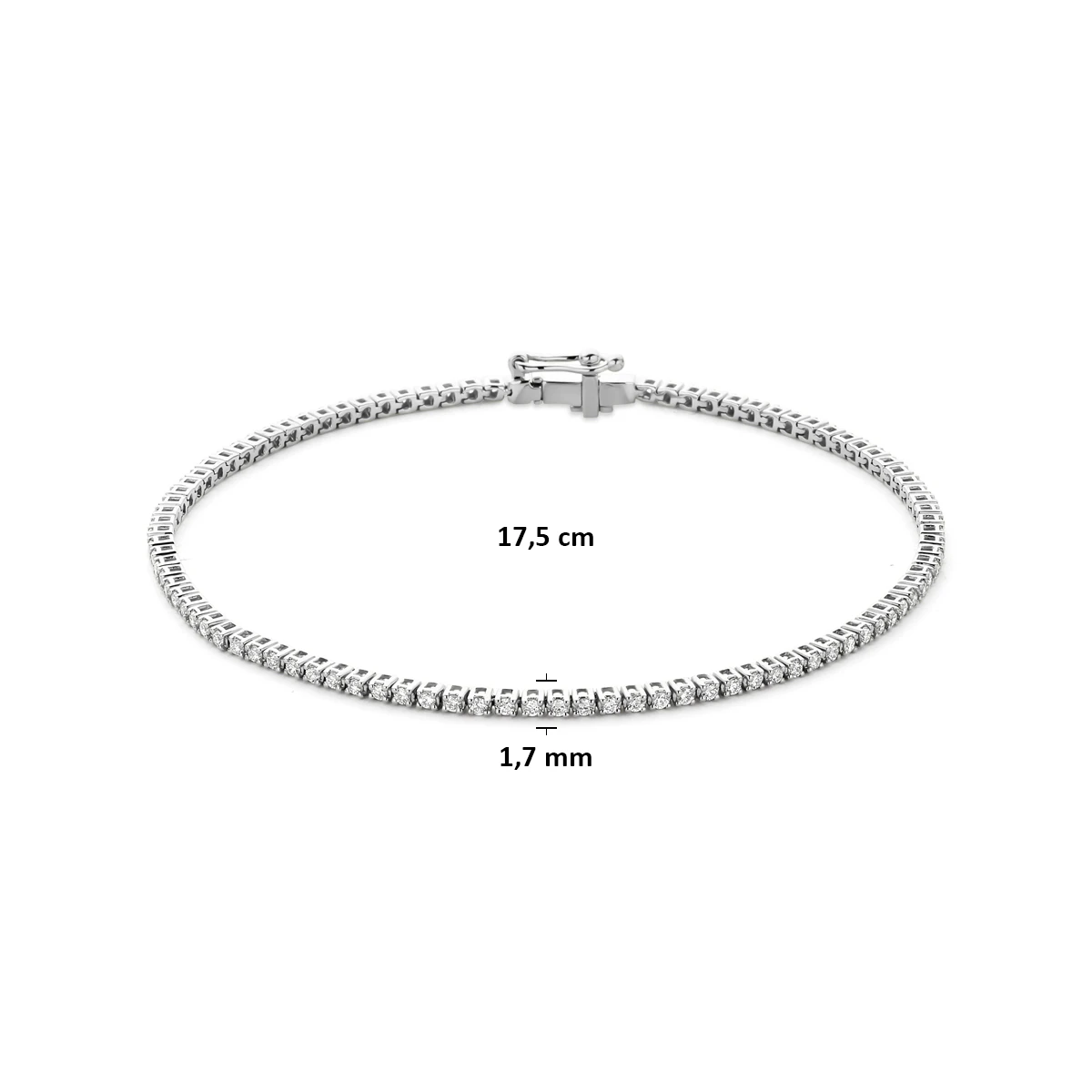 tennisarmband lab grown diamant 1.00ct f vs 1,7 mm 17,5 cm 14K witgoud