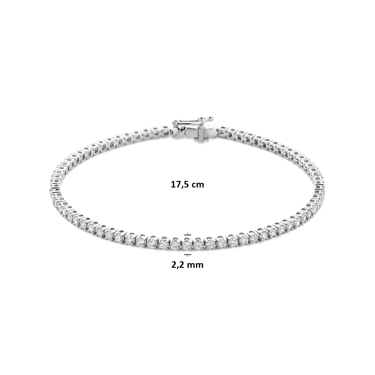 tennisarmband lab grown diamant 2.00ct f vs 2,2 mm 17,5 cm 14K witgoud