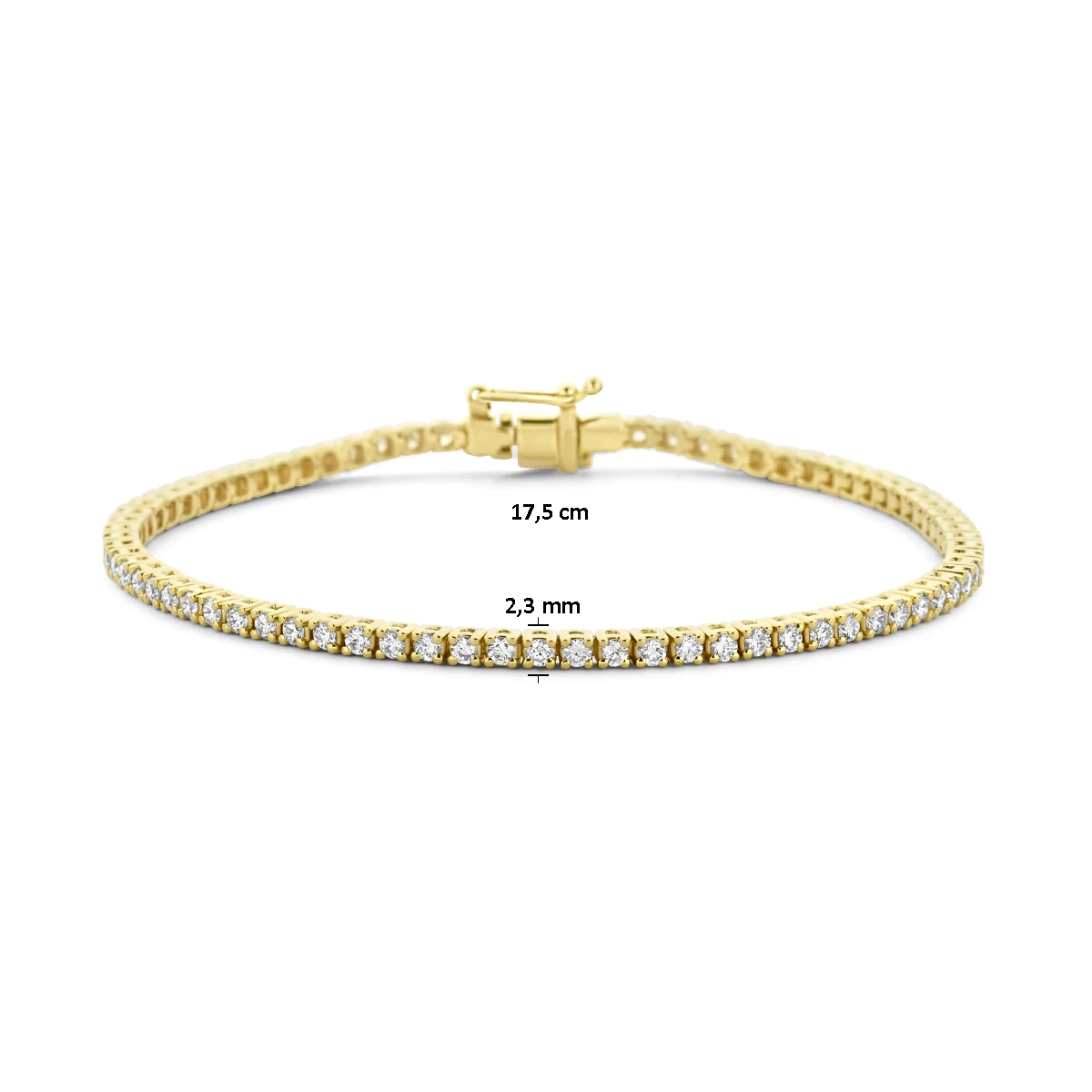 tennisarmband lab grown diamant 2.00ct g si 2,3 mm 17,5 cm 14K geelgoud
