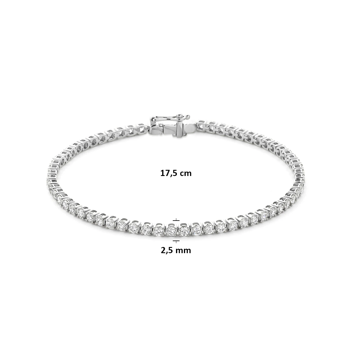 tennisarmband lab grown diamant 3.00ct f vs 2,5 mm 17,5 cm 14K witgoud