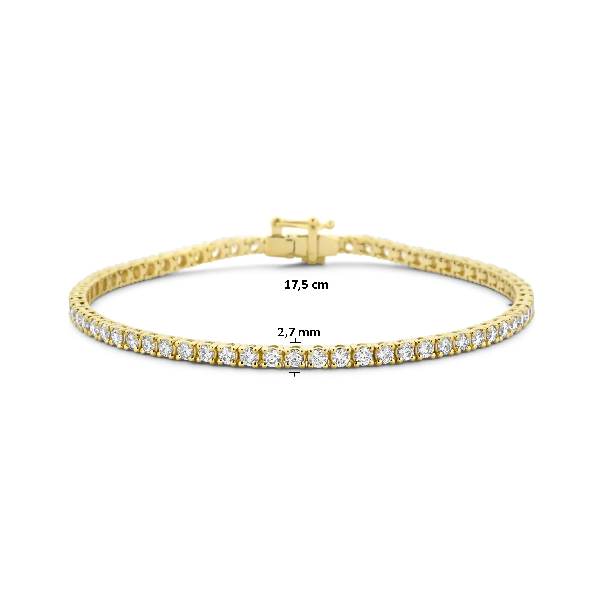 tennisarmband lab grown diamant 3.00ct g si 2,7 mm 17,5 cm 14K geelgoud