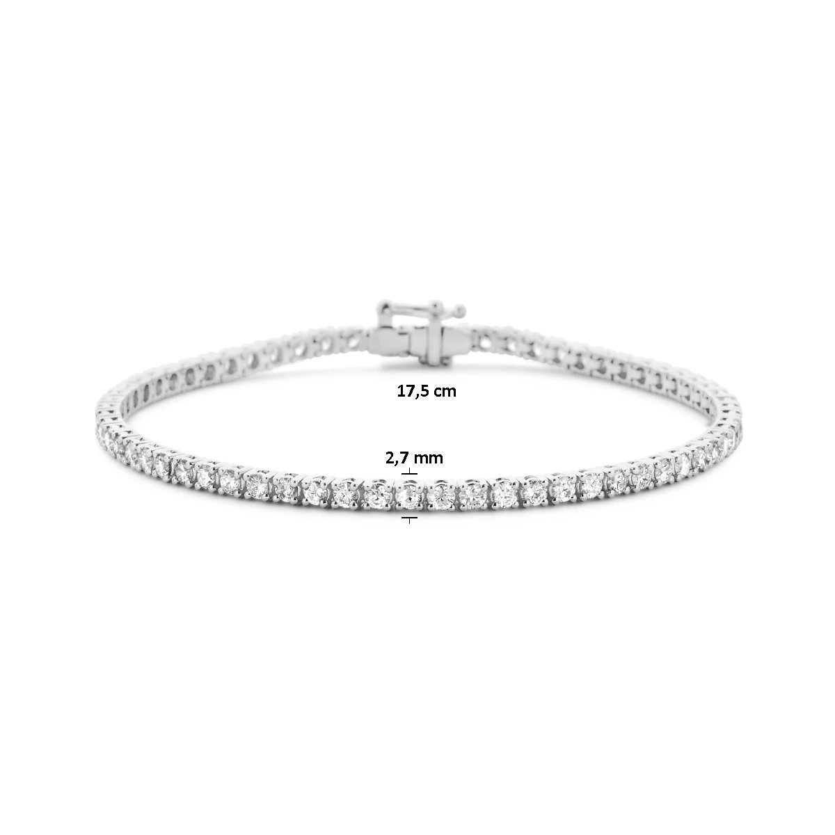 tennisarmband lab grown diamant 3.00ct g si 2,7 mm 17,5 cm 14K witgoud