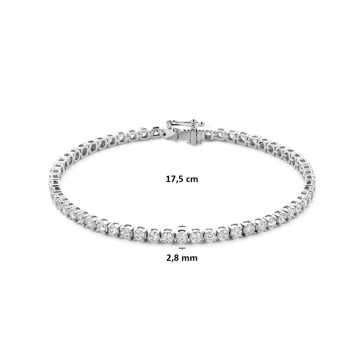 tennisarmband lab grown diamant 4.00ct f vs 2,8 mm 17,5 cm 14K witgoud