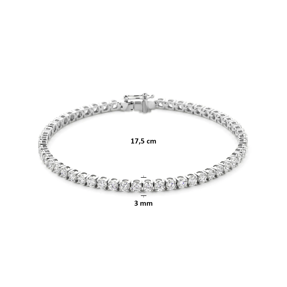 tennisarmband lab grown diamant 5.00ct f vs 3 mm 17,5 cm 14K witgoud