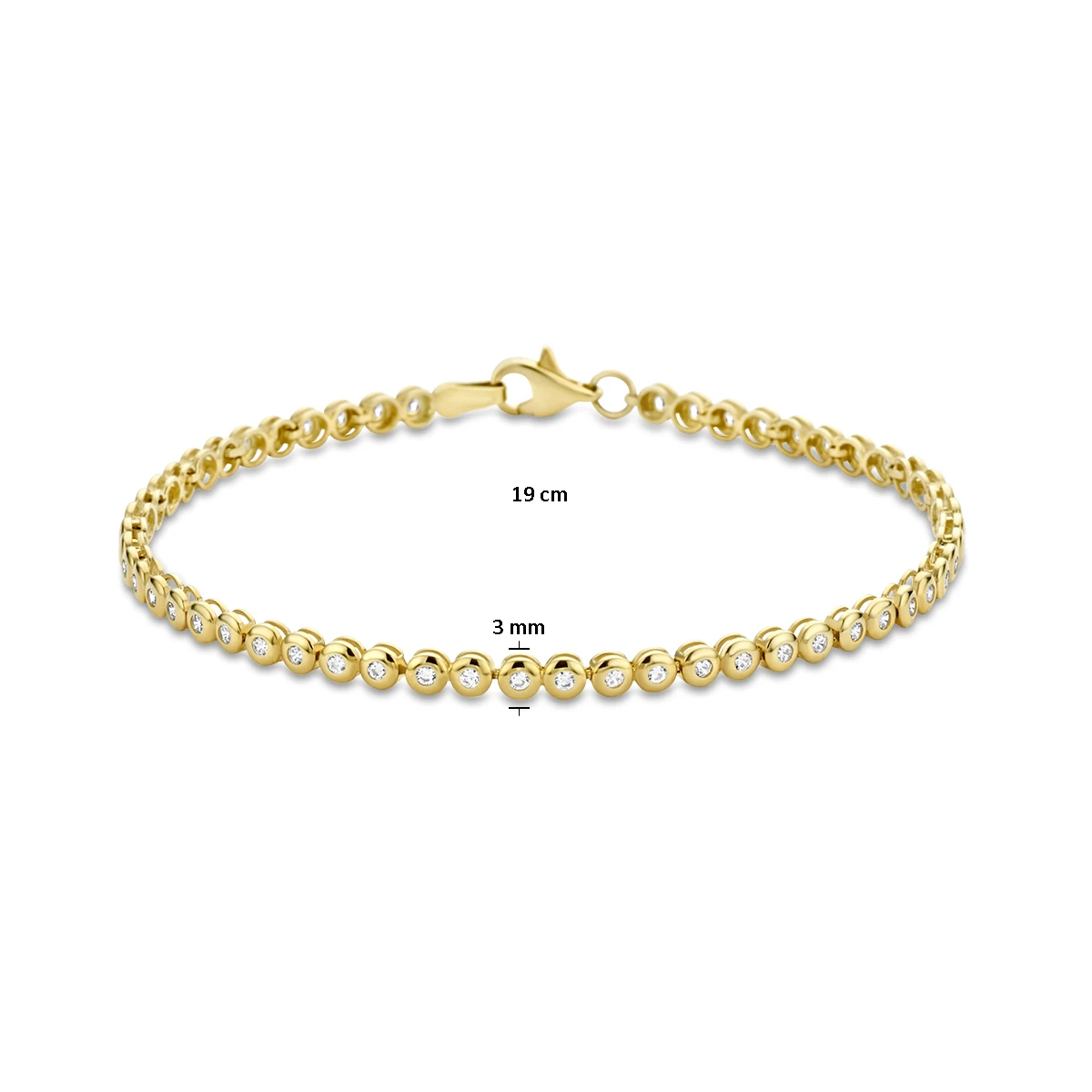 tennisarmband zirkonia 3,0 mm 19 cm 14K geelgoud