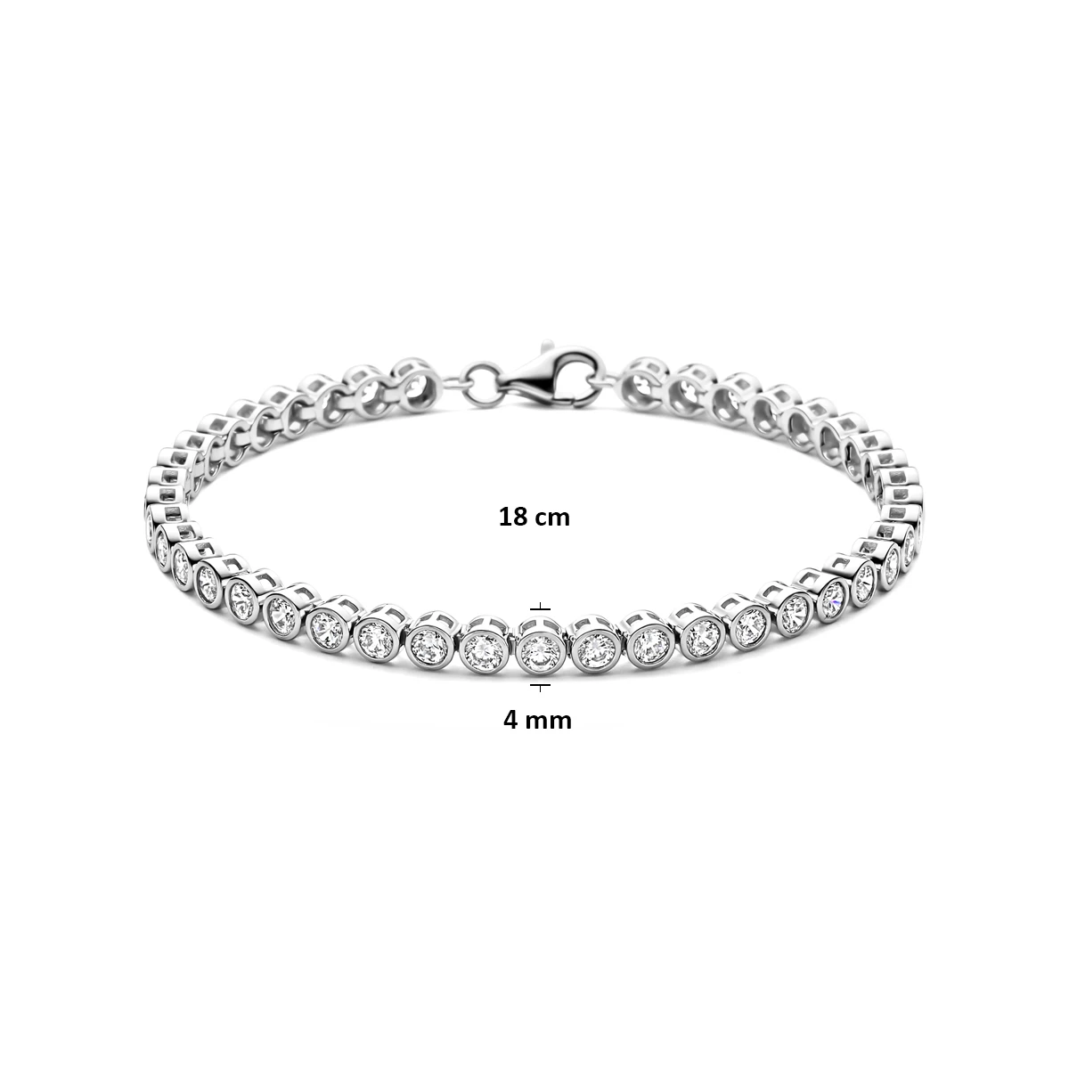 tennisarmband zirkonia 4,0 mm zilver gerhodineerd
