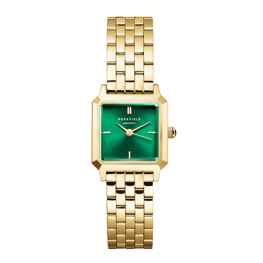 The Boxelle Emerald Dial Gold Indexes Gold Steel Strap
