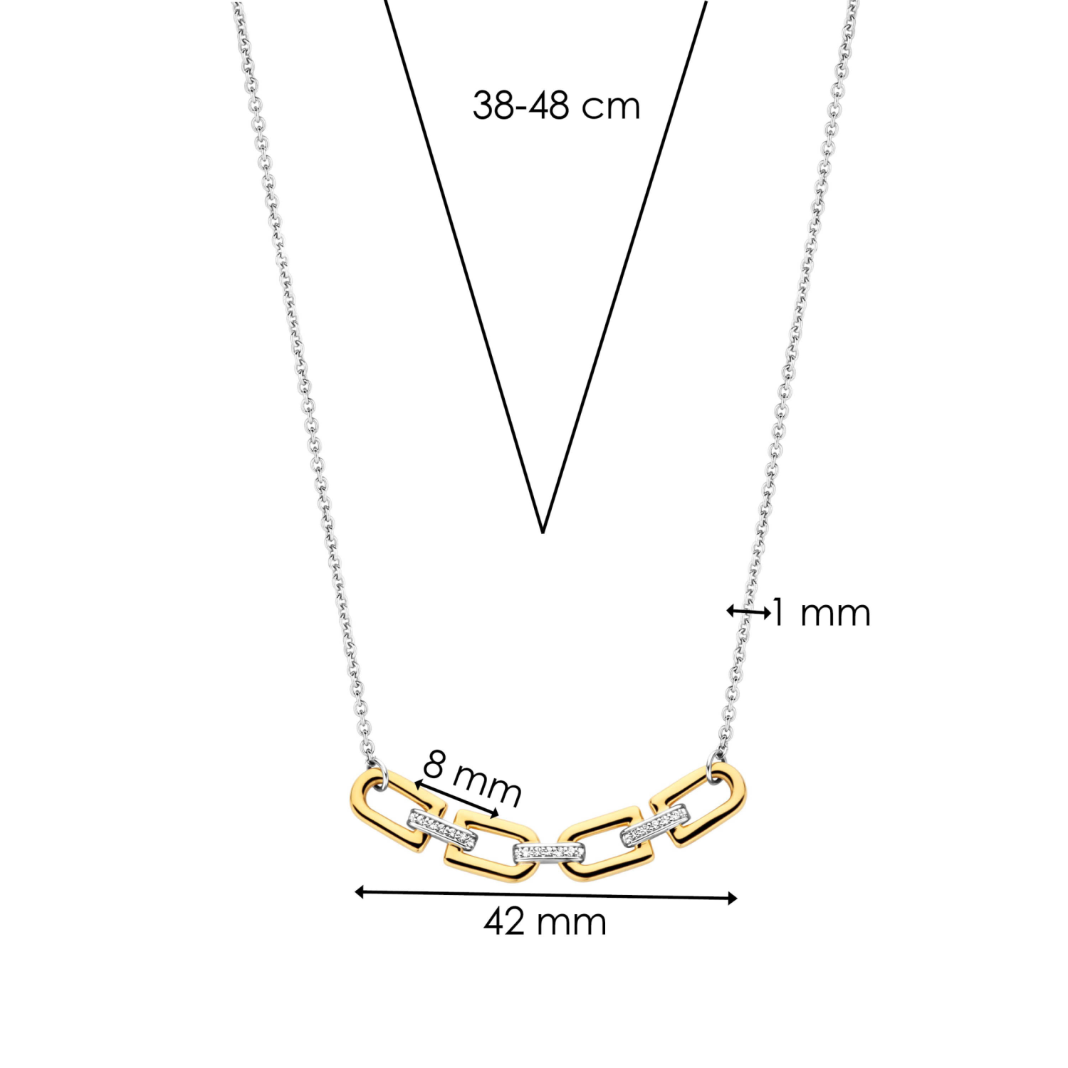 Ti Sento collier verguld zirkonia 42cm | 34044ZY/42