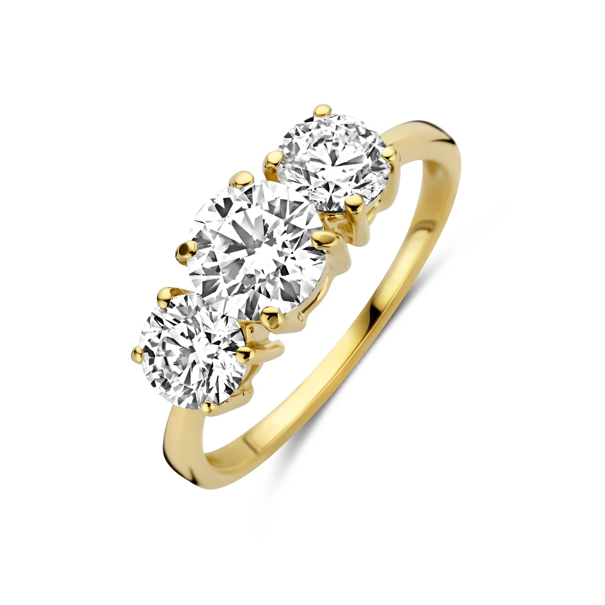 trilogie ring lab grown diamant 1.90ct g vs 14K geelgoud