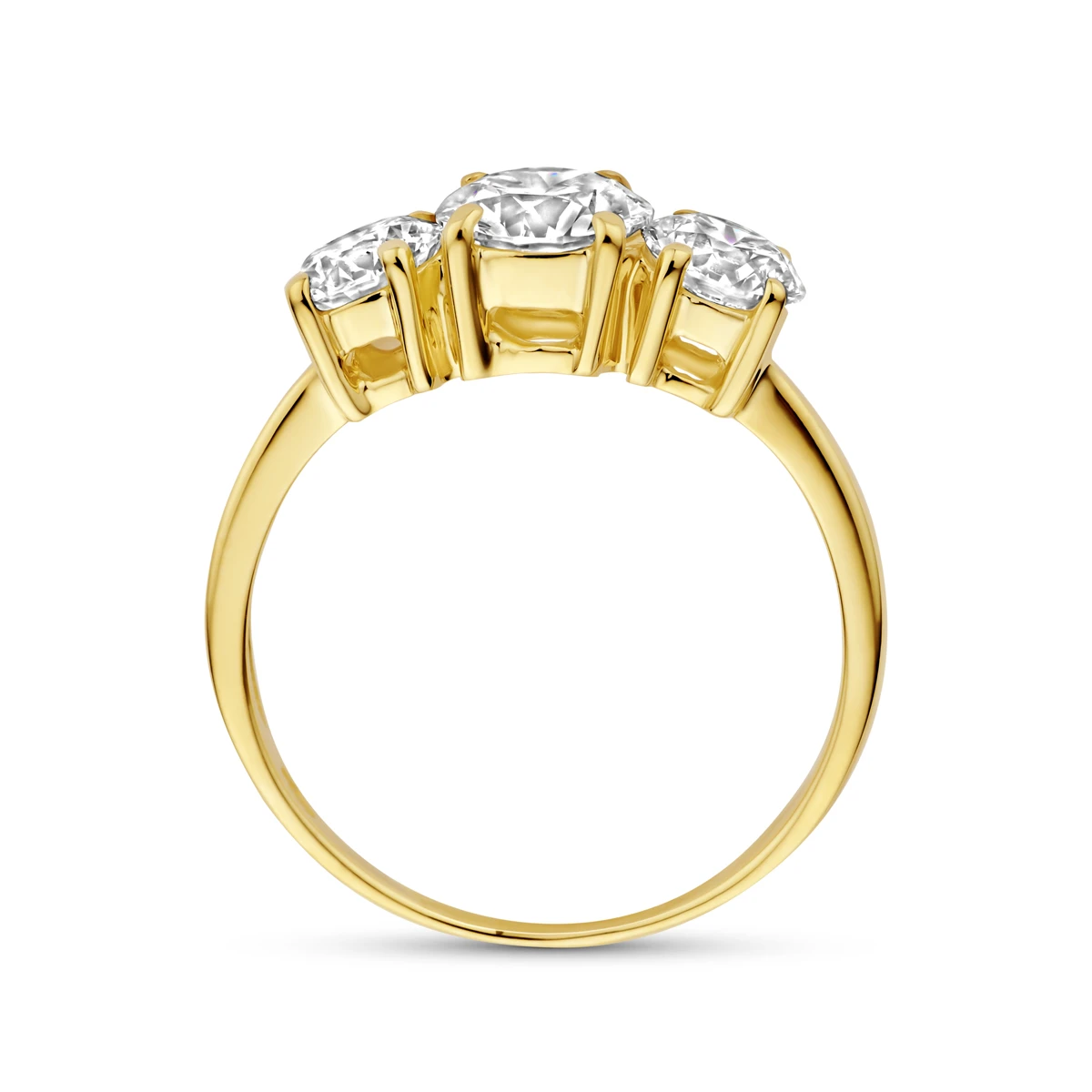 trilogie ring lab grown diamant 1.90ct g vs 14K geelgoud