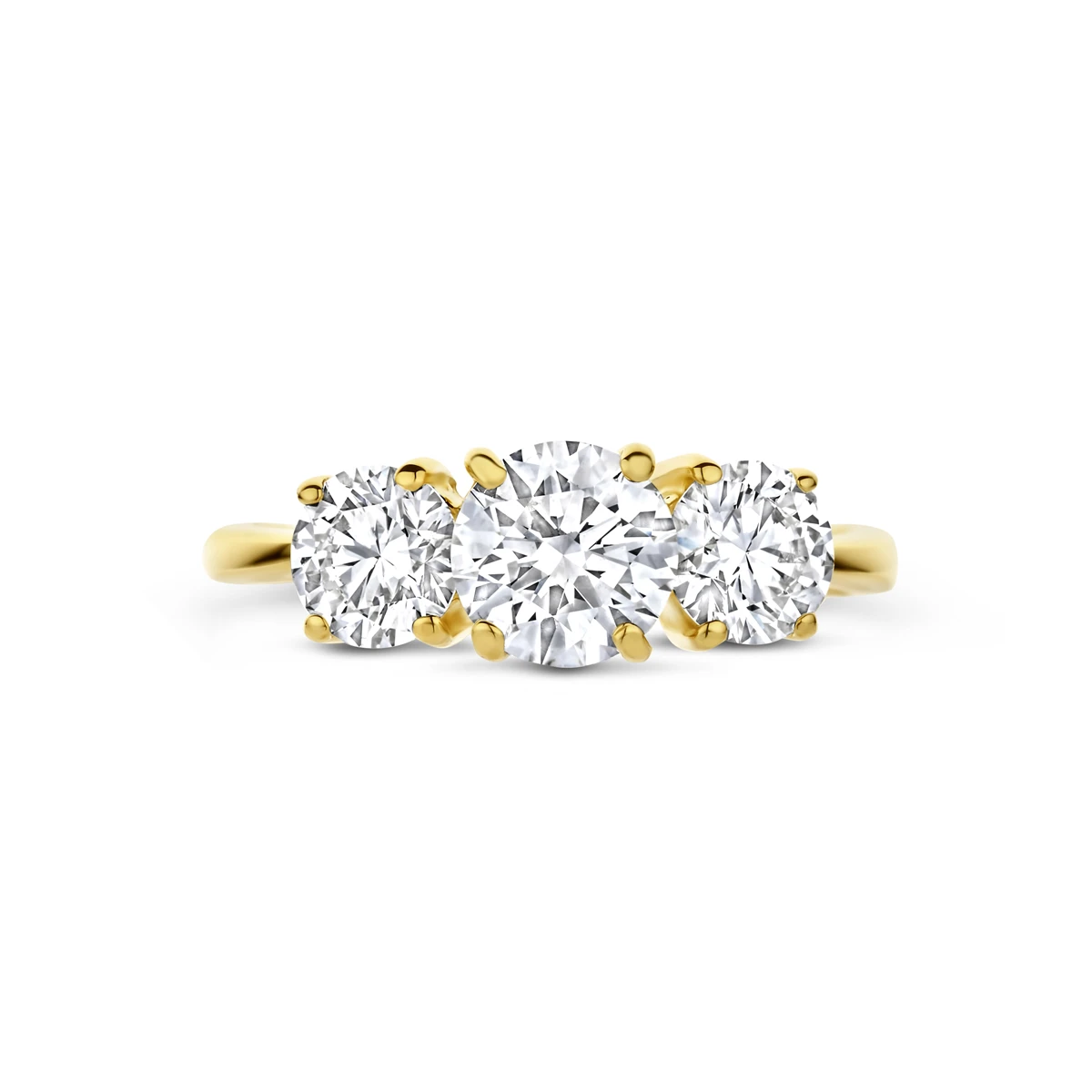 trilogie ring lab grown diamant 1.90ct g vs 14K geelgoud