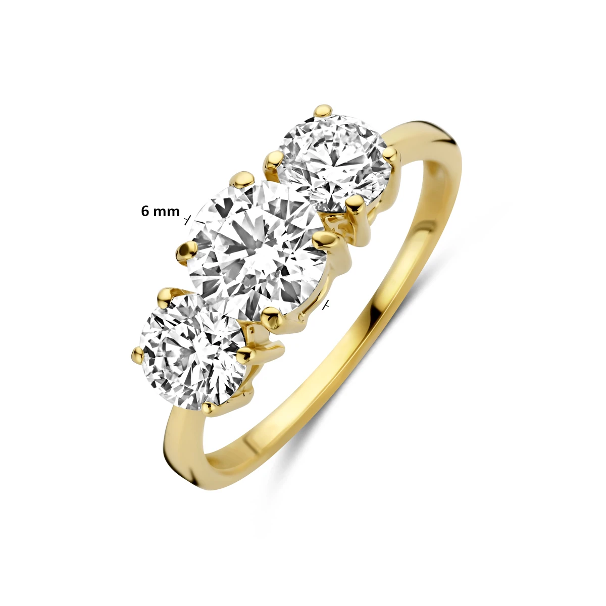 trilogie ring lab grown diamant 1.90ct g vs 14K geelgoud