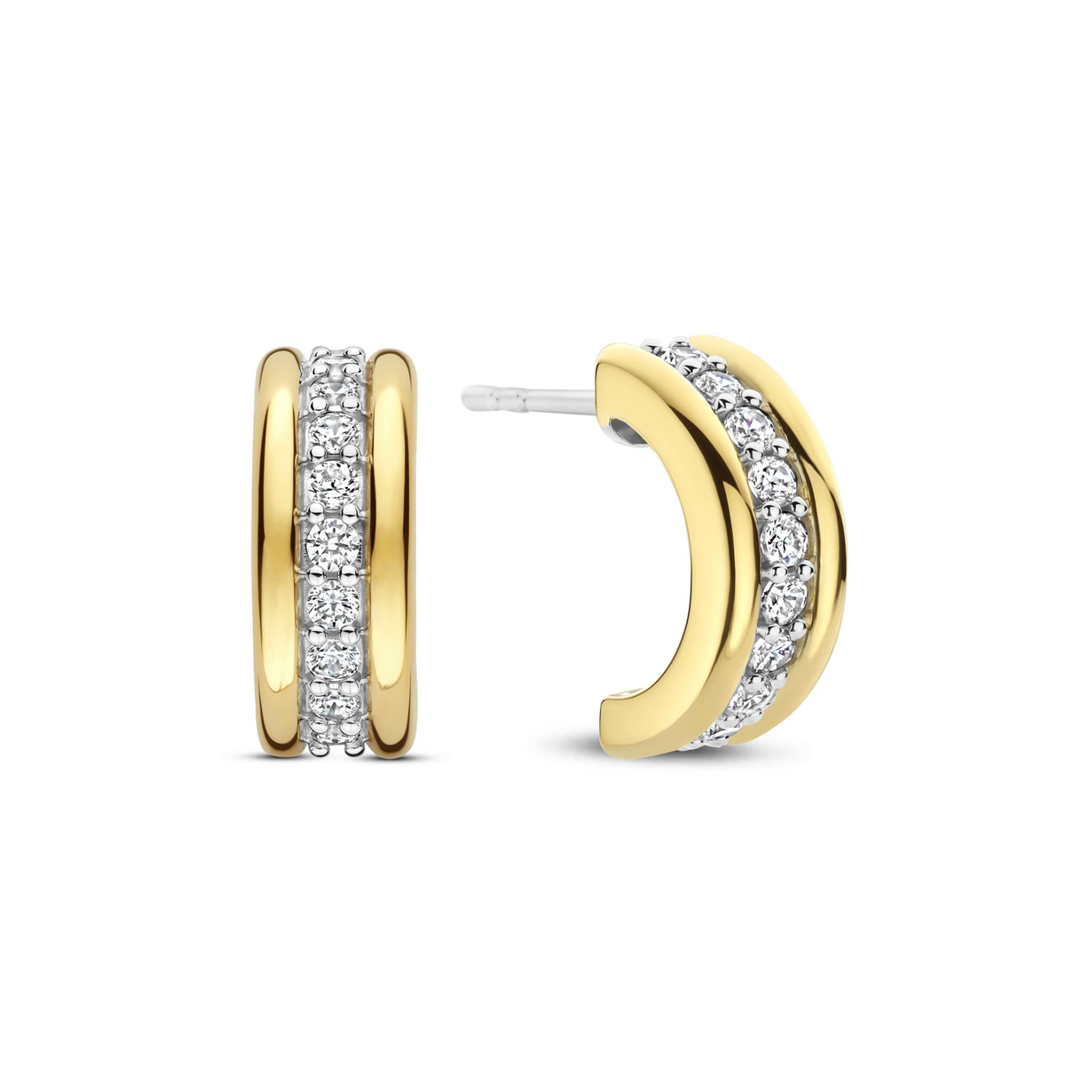 Triple Band Zirkonia Hoops Goudkleurig