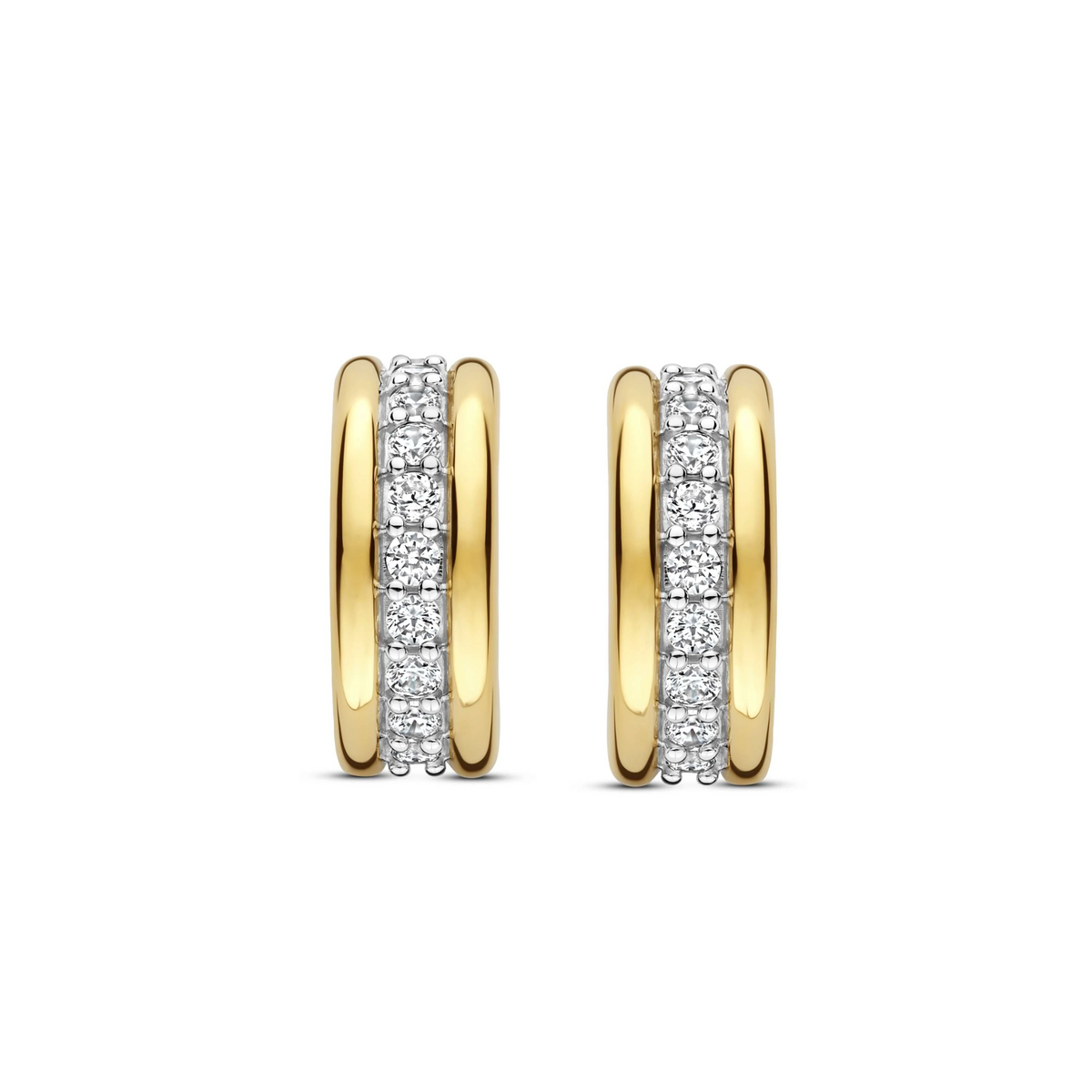 Triple Band Zirkonia Hoops Goudkleurig