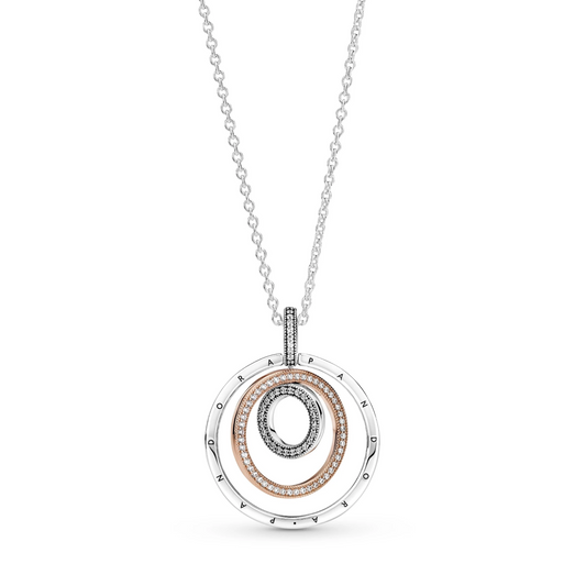 Tweekleurige cirkel hanger en halsketting