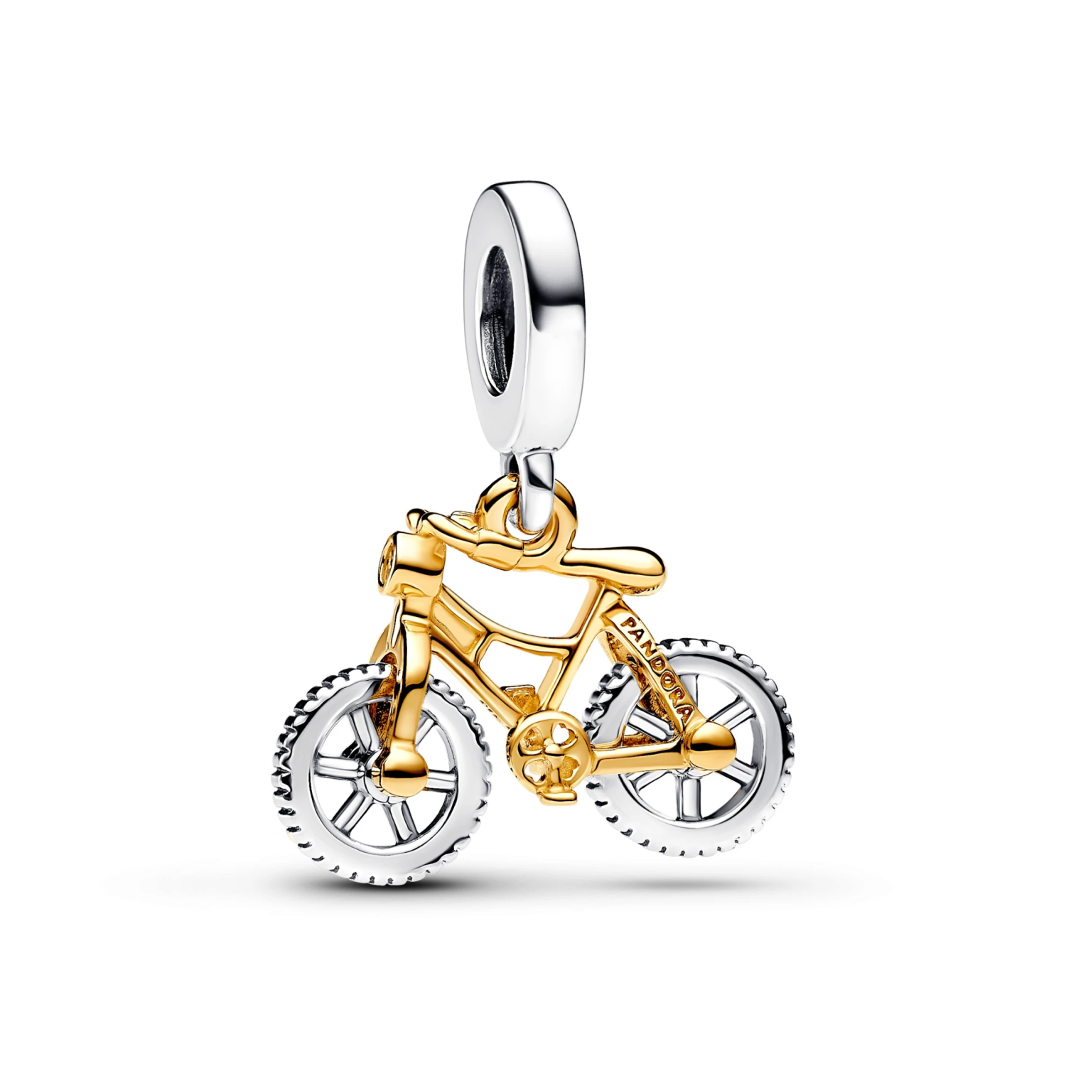 Tweekleurige Fiets Hangende Bedel met Draaiende Wielen
