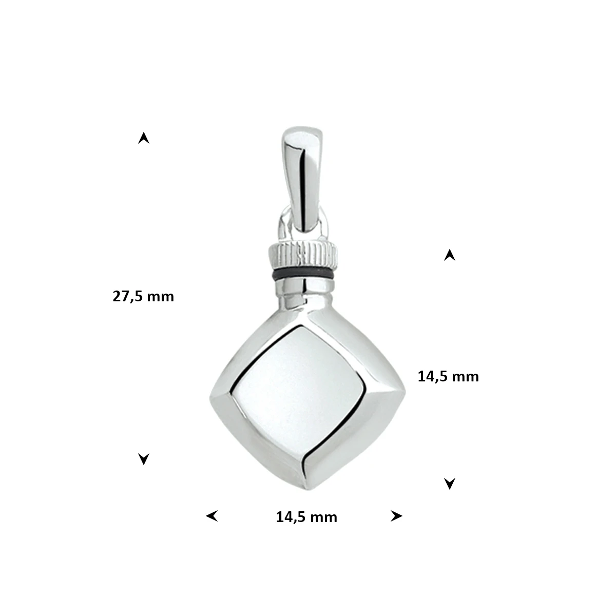 urnhanger 14,5 mm zilver gerhodineerd
