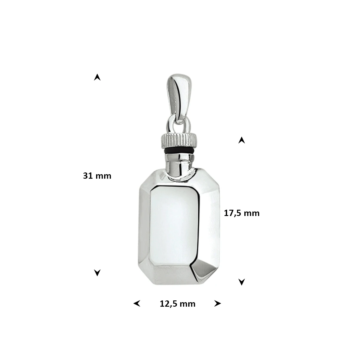 urnhanger 17,5 mm zilver gerhodineerd