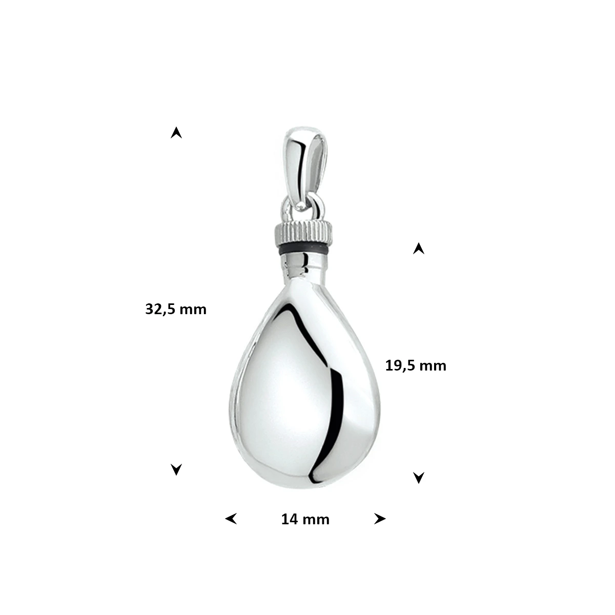 urnhanger 19,5 mm zilver gerhodineerd