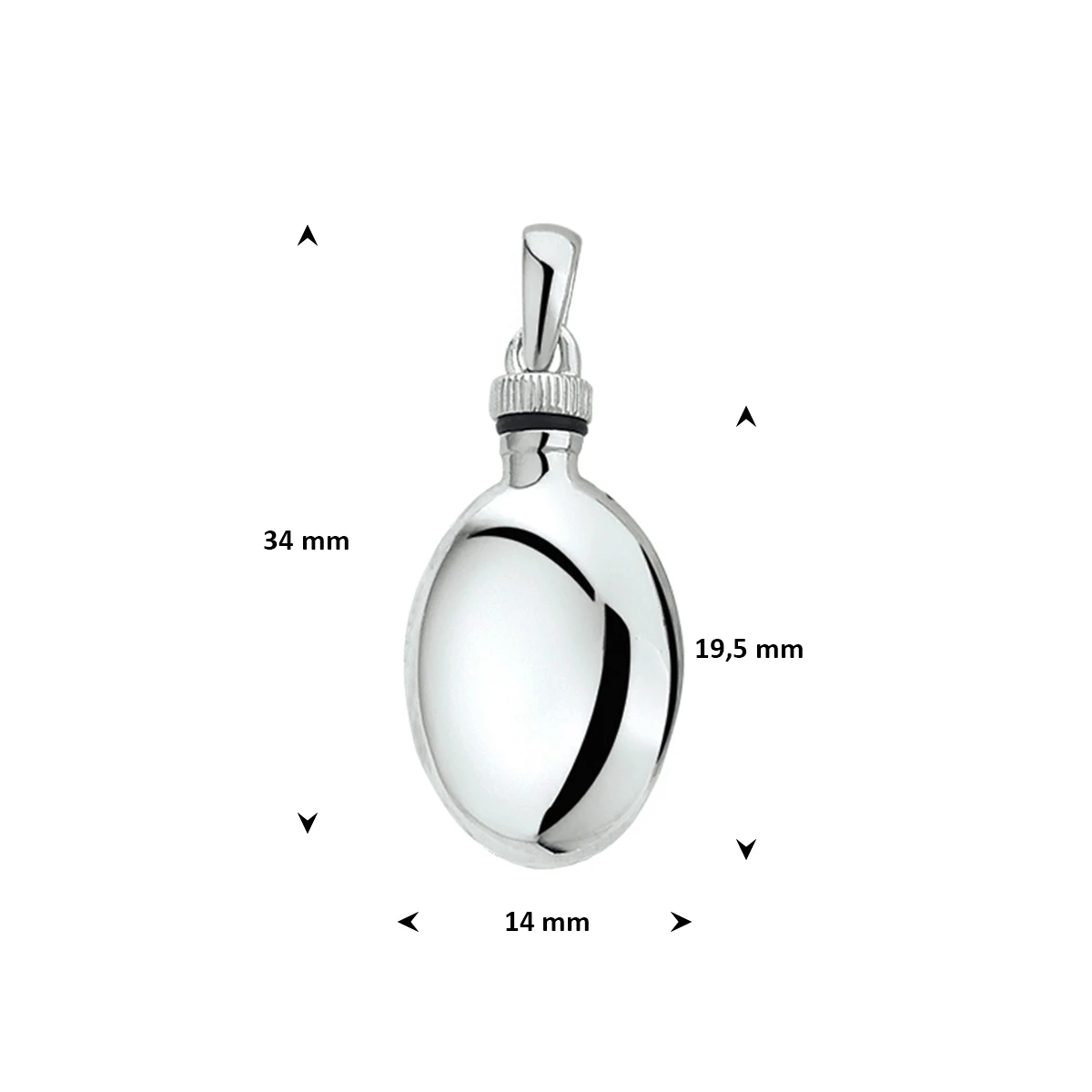 urnhanger 19,5 mm zilver gerhodineerd