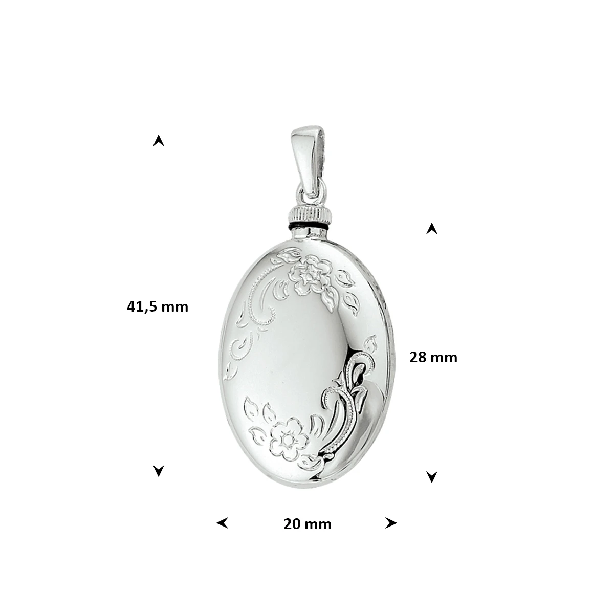 urnhanger gravure 28 mm zilver gerhodineerd