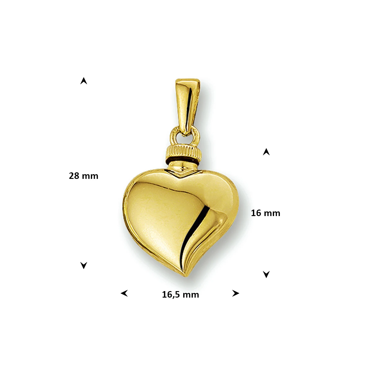 urnhanger hart 16 mm 14K geelgoud
