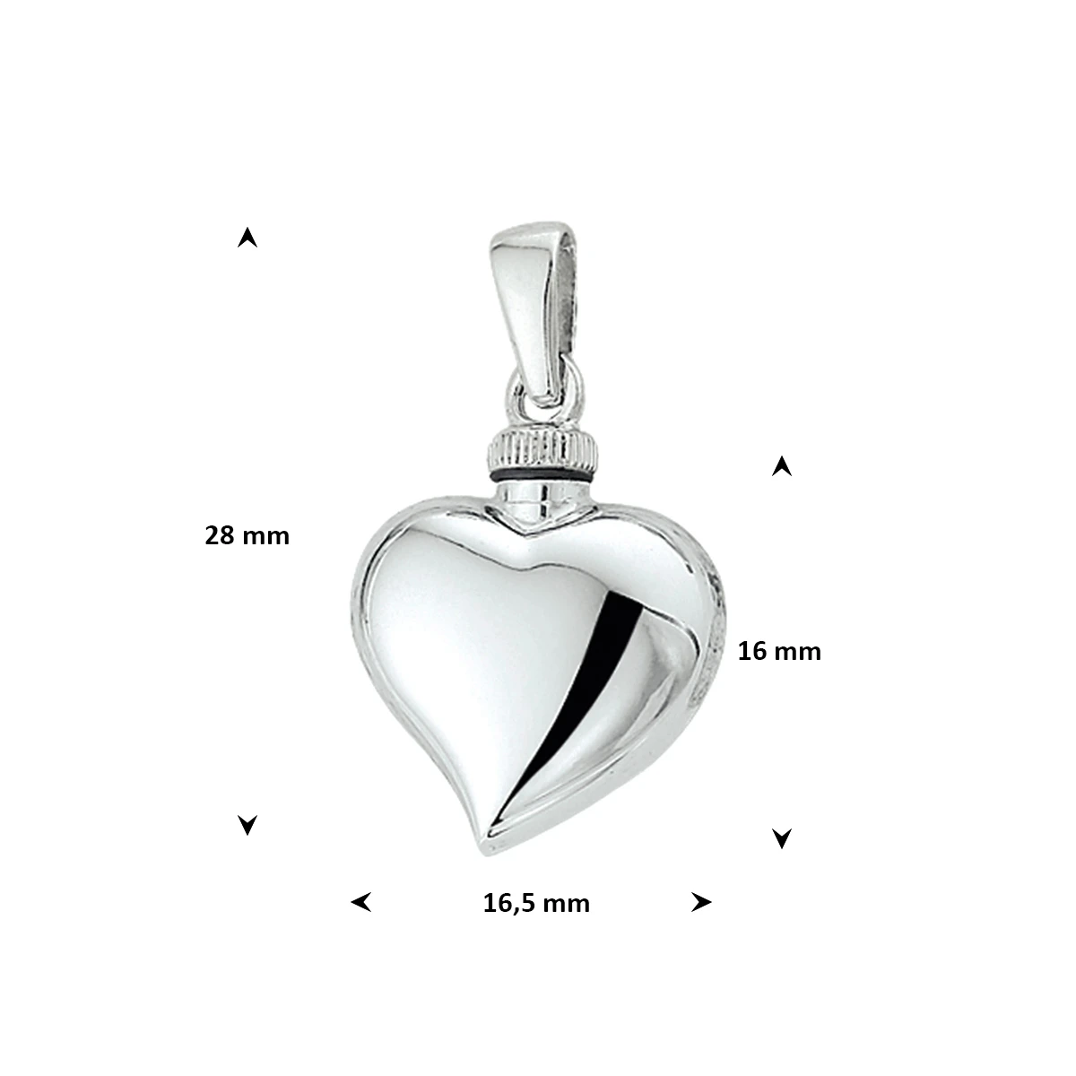 urnhanger hart 16 mm zilver gerhodineerd