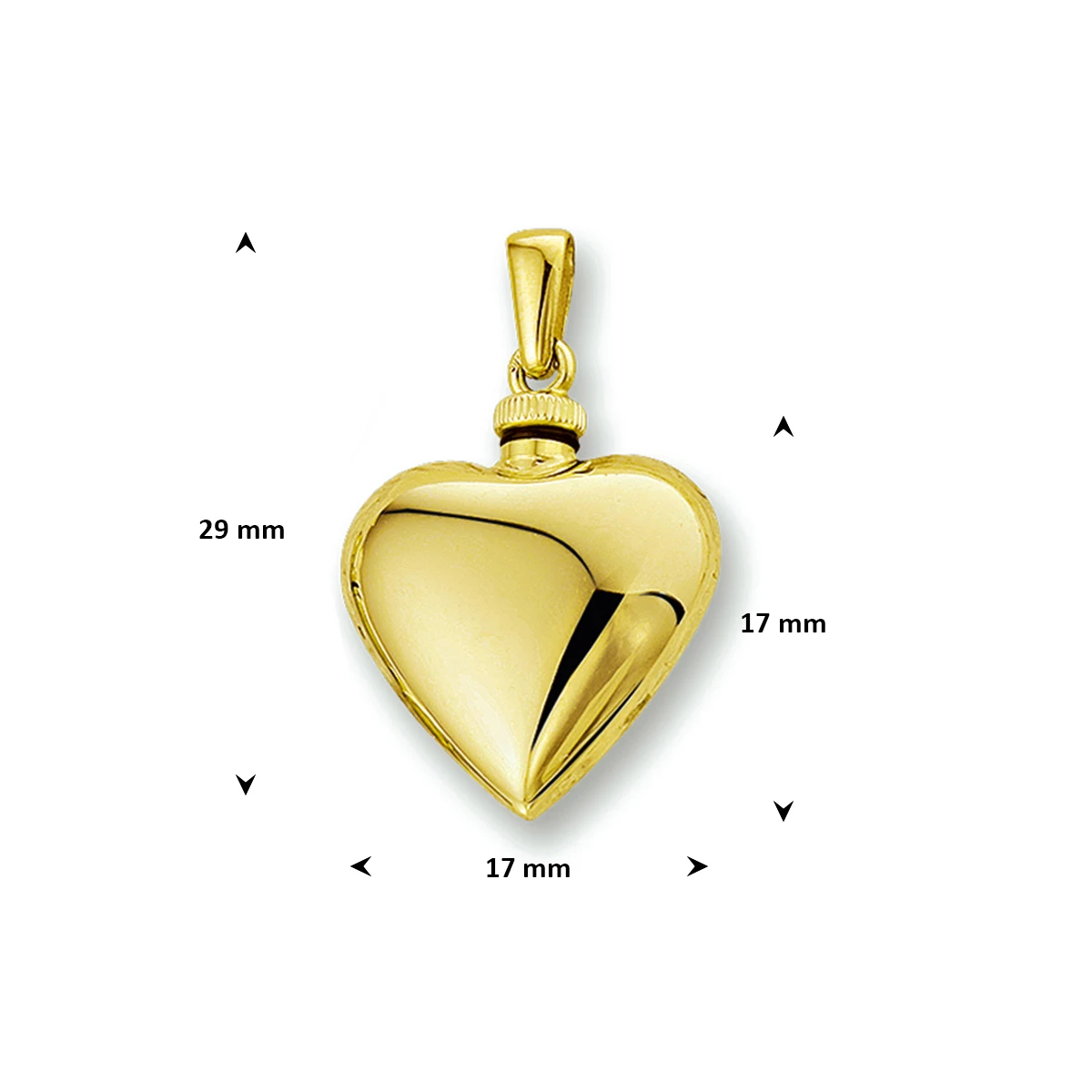 urnhanger hart 17 mm 14K geelgoud