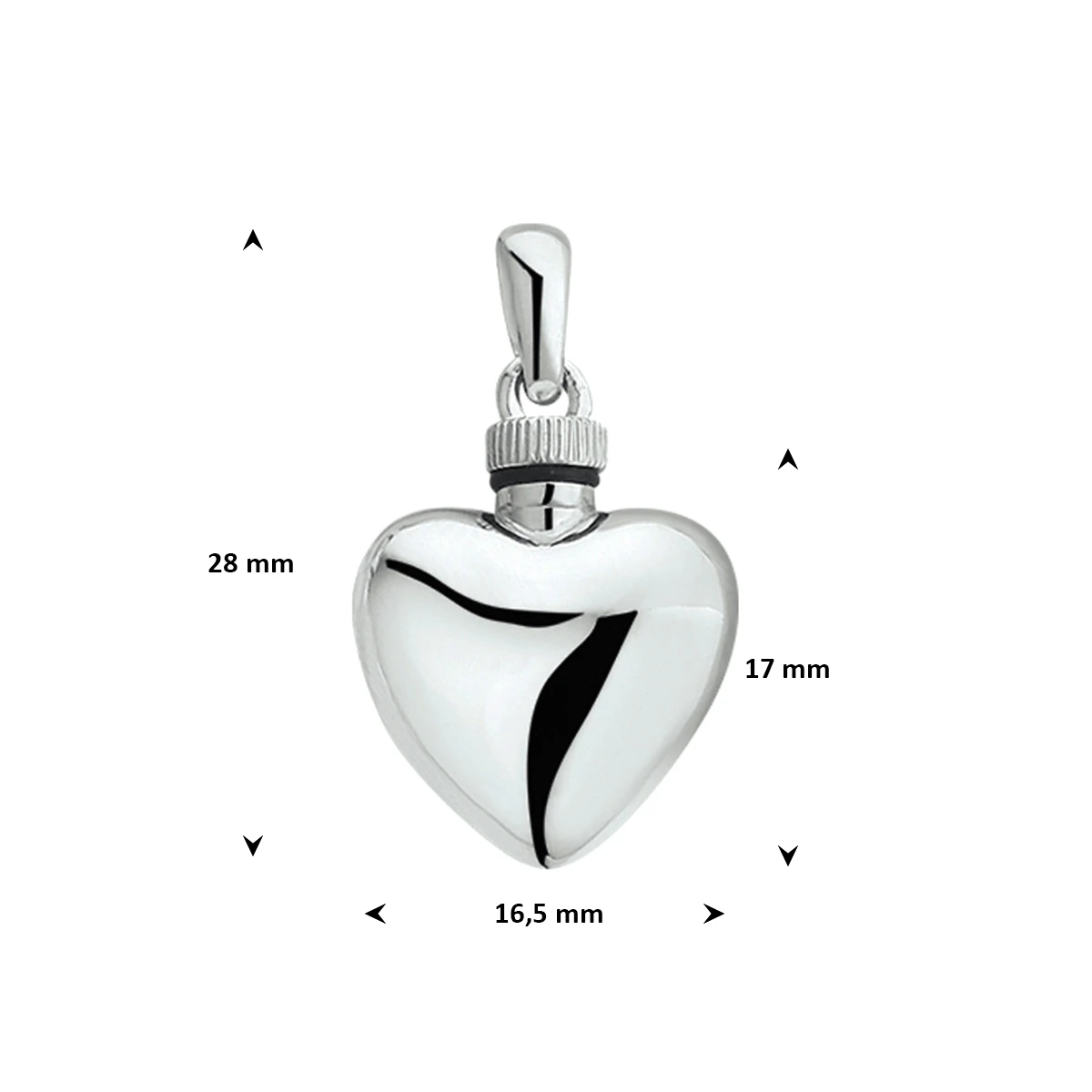 urnhanger hart 17 mm zilver gerhodineerd