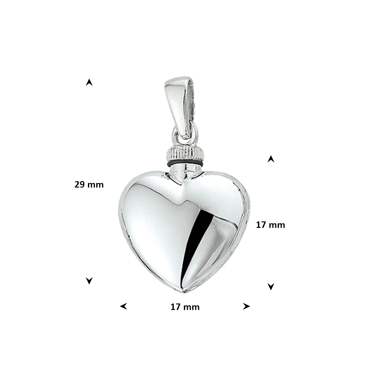 urnhanger hart 17 mm zilver gerhodineerd