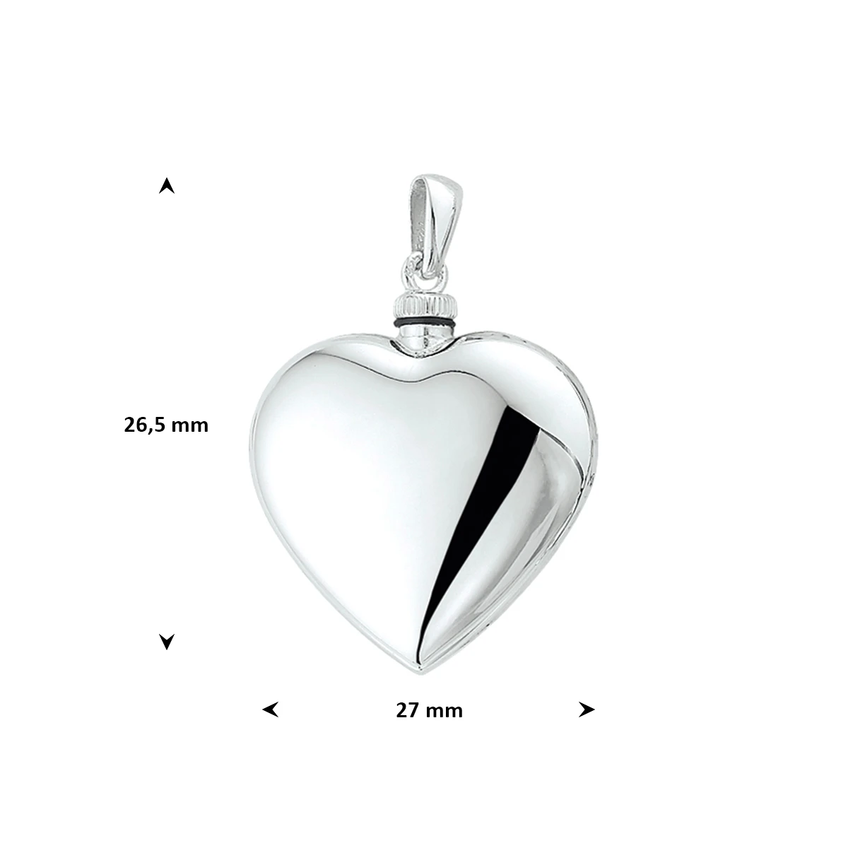 urnhanger hart 26,5 mm zilver gerhodineerd