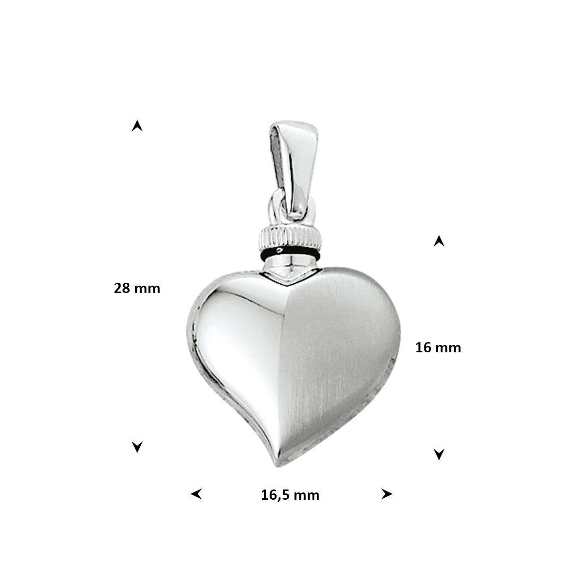 urnhanger hart poli/mat 16 mm zilver gerhodineerd
