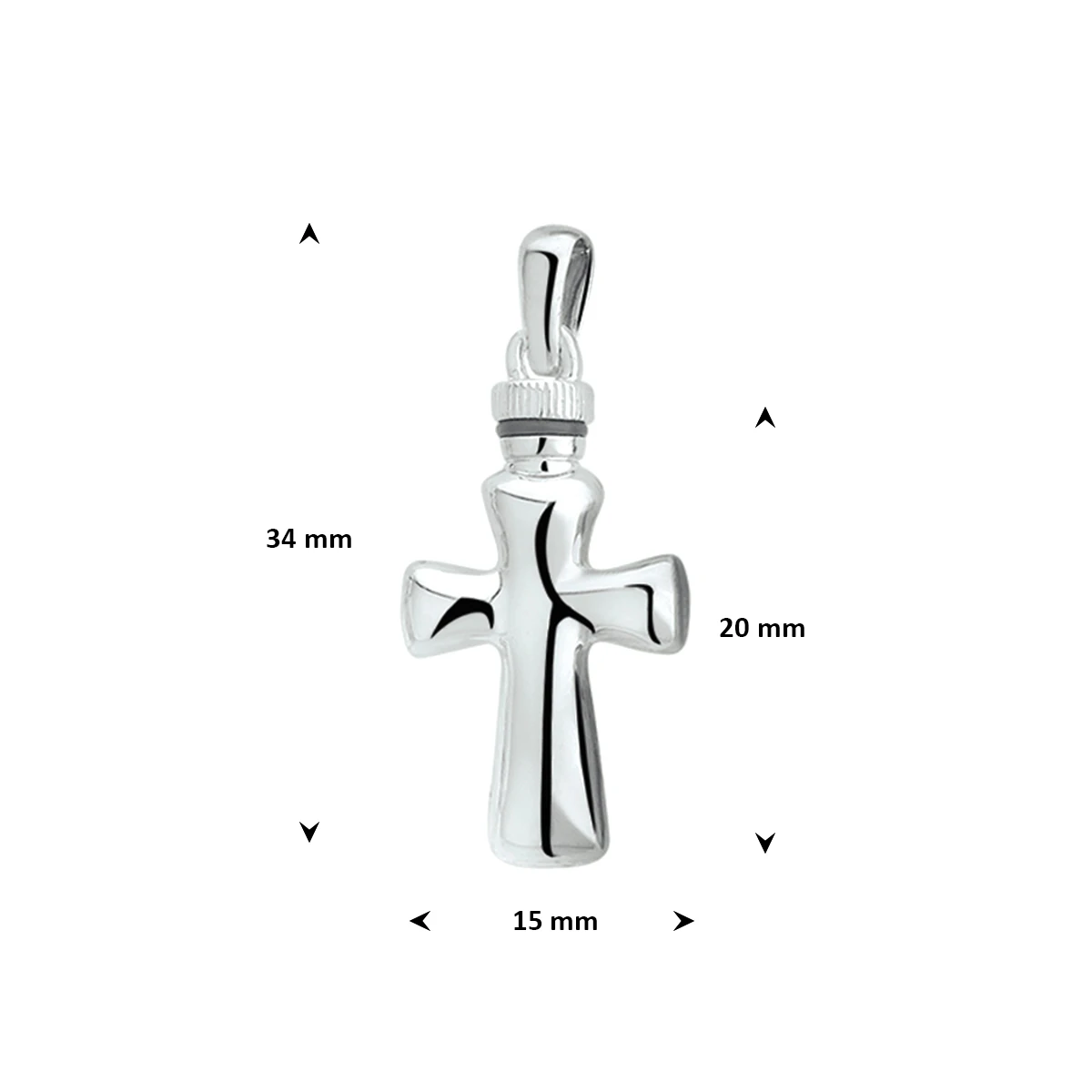 urnhanger kruis 20 mm zilver gerhodineerd