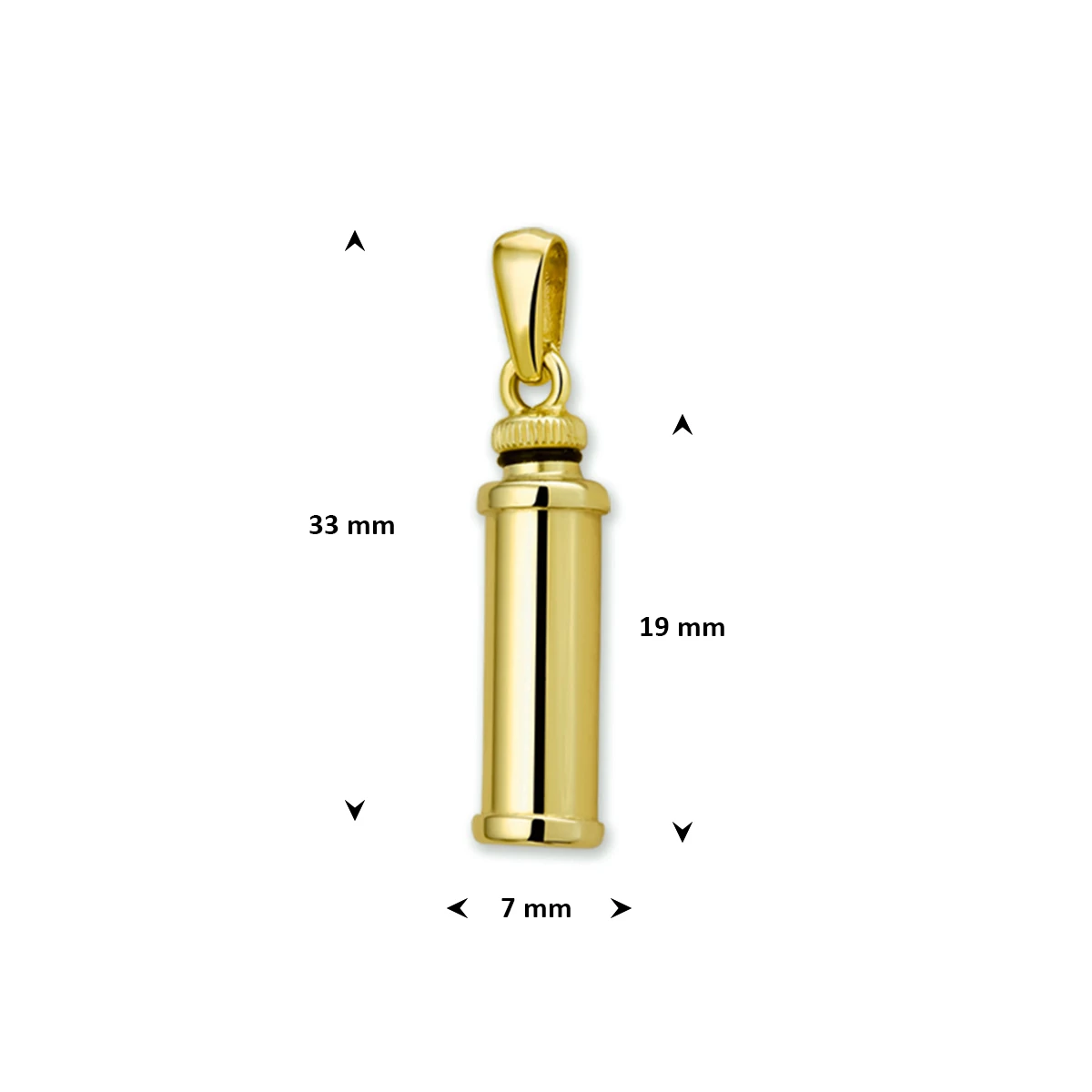 urnhanger poli 19 mm 14K geelgoud