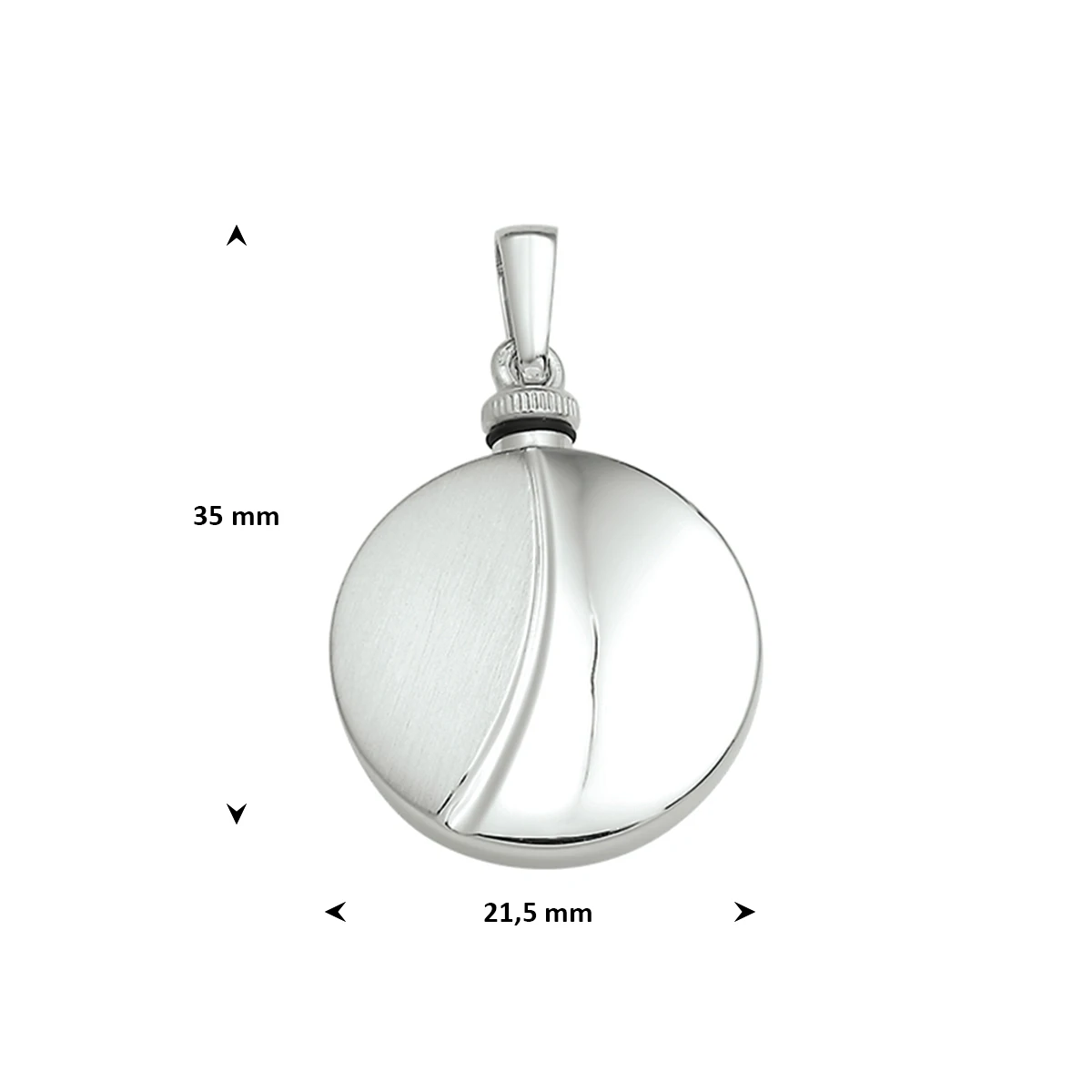 urnhanger poli/mat 21,5 mm zilver gerhodineerd