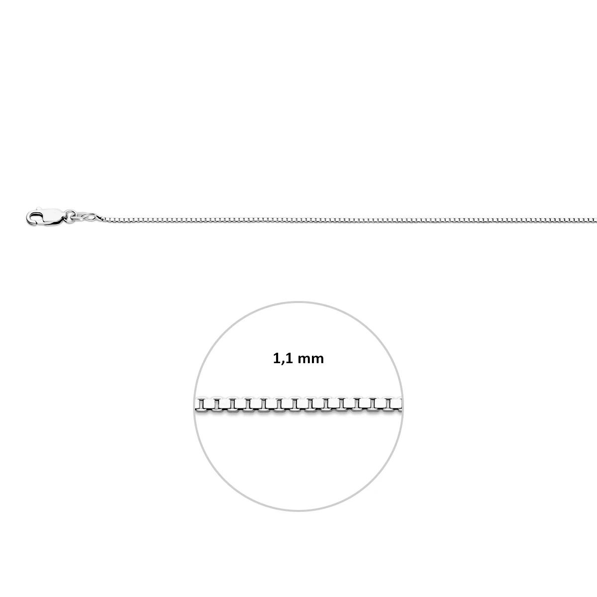 venetiaans 1,1 mm zilver gerhodineerd