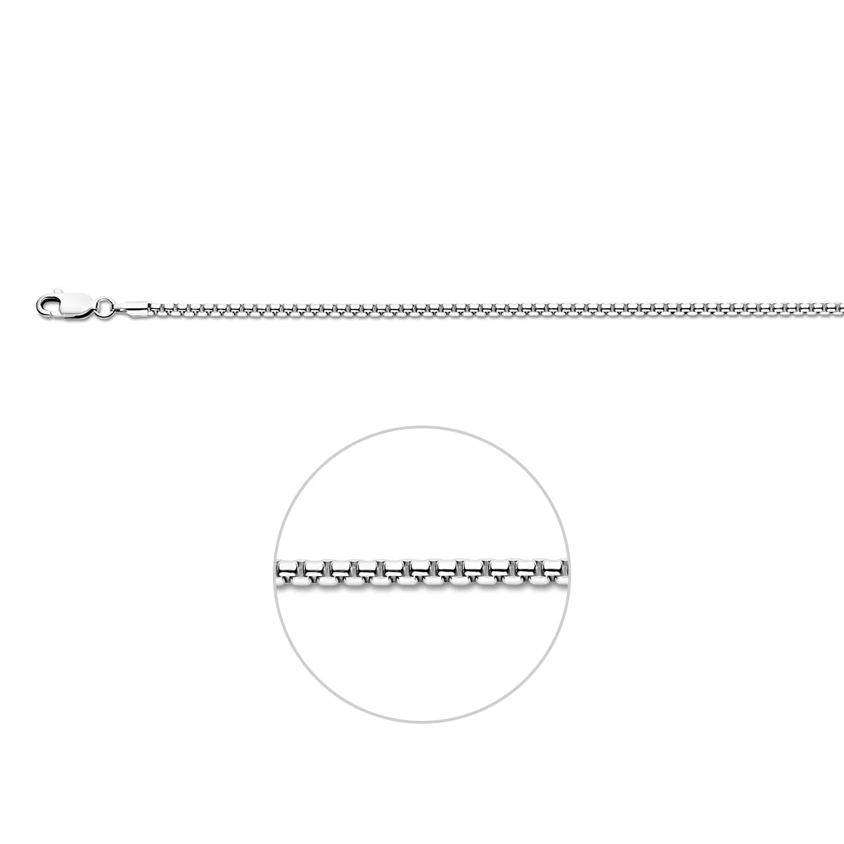 venetiaans bol 2,1 mm zilver gerhodineerd