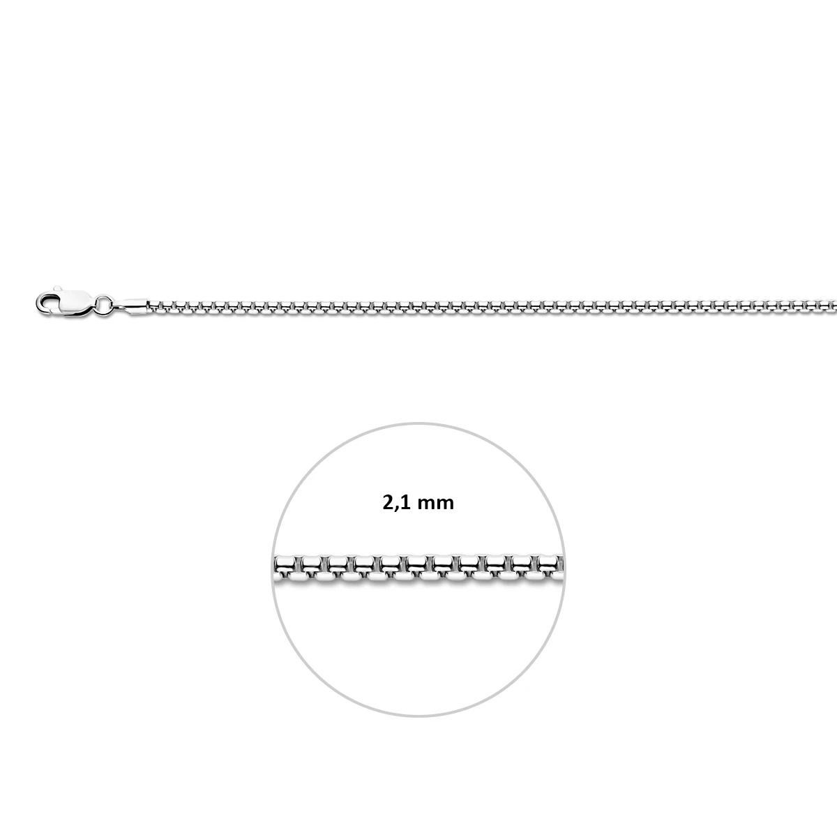 venetiaans bol 2,1 mm zilver gerhodineerd