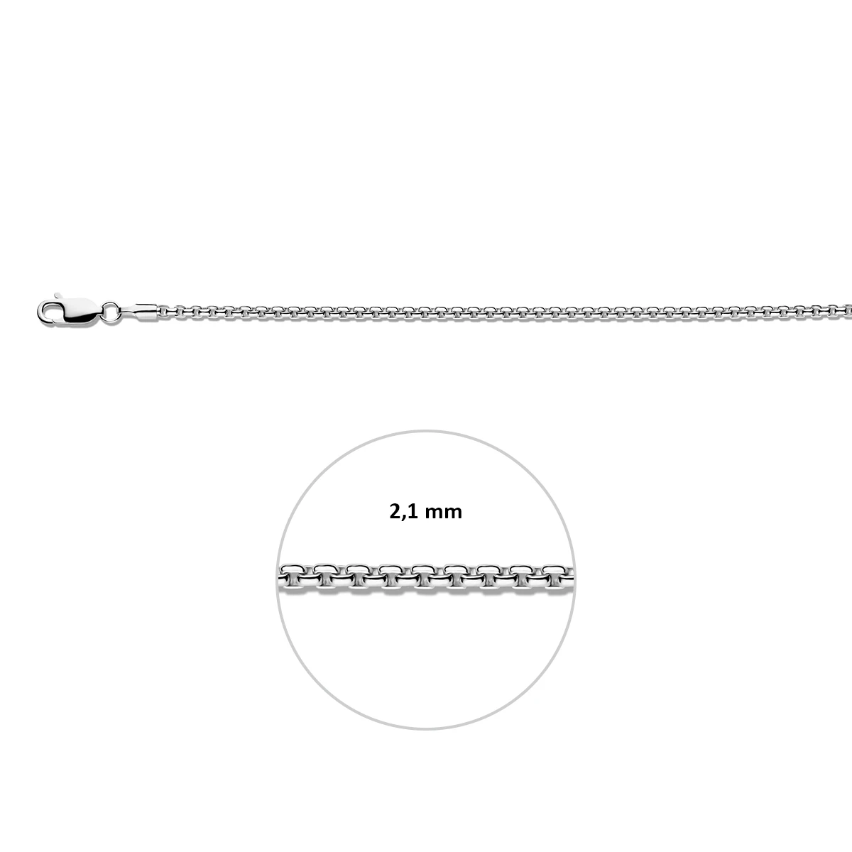 venetiaans bol 2,1 mm zilver wit