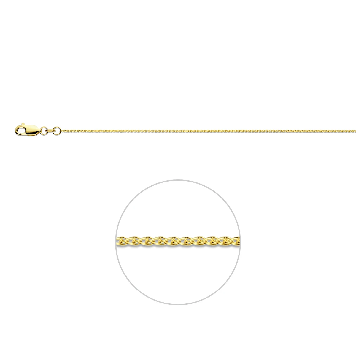 vossestaart rond 1,1 mm 14K geelgoud