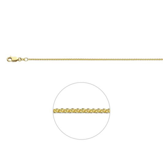 vossestaart rond 1,3 mm 14K geelgoud