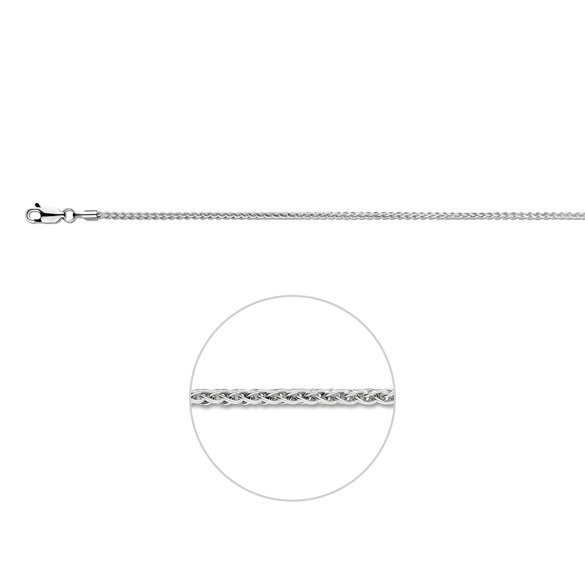 vossestaart 1,7 mm zilver wit
