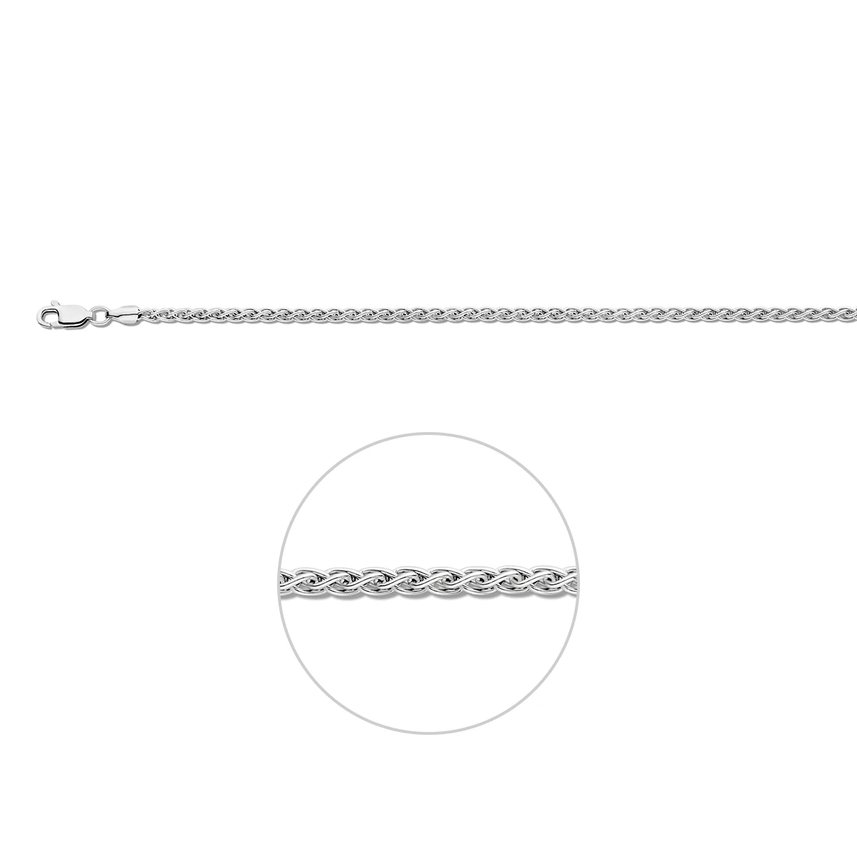 vossestaart 2,5 mm zilver gerhodineerd