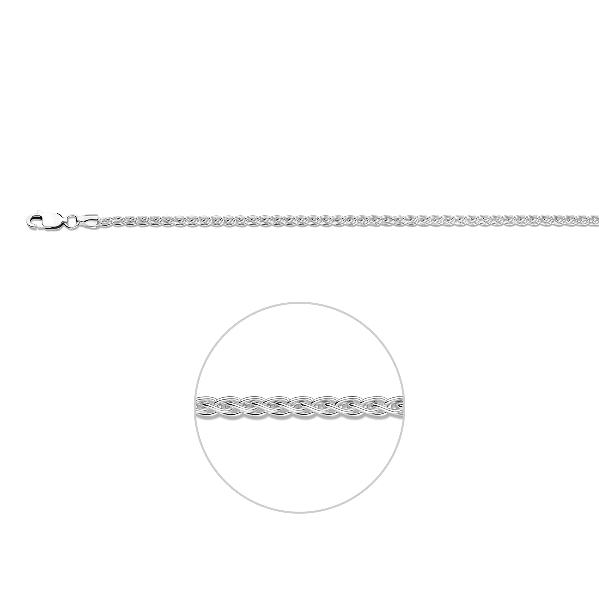 vossestaart 2,5 mm zilver wit
