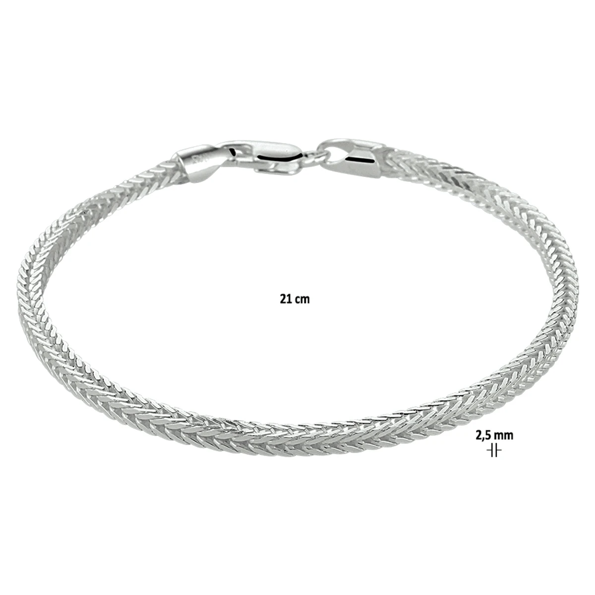 vossestaart 2,5 mm zilver wit