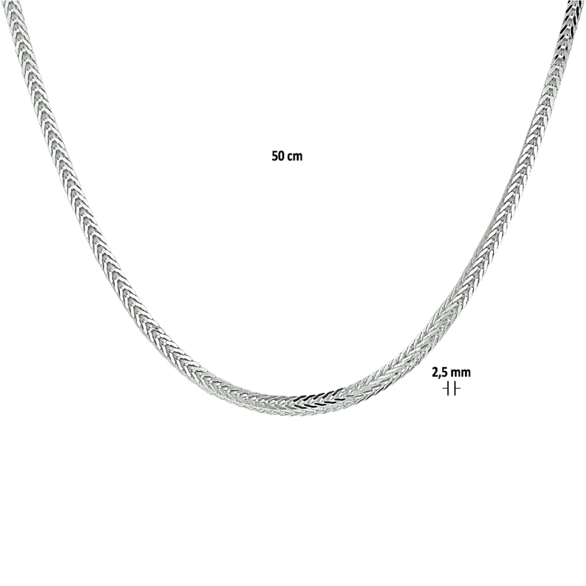 vossestaart 2,5 mm zilver wit