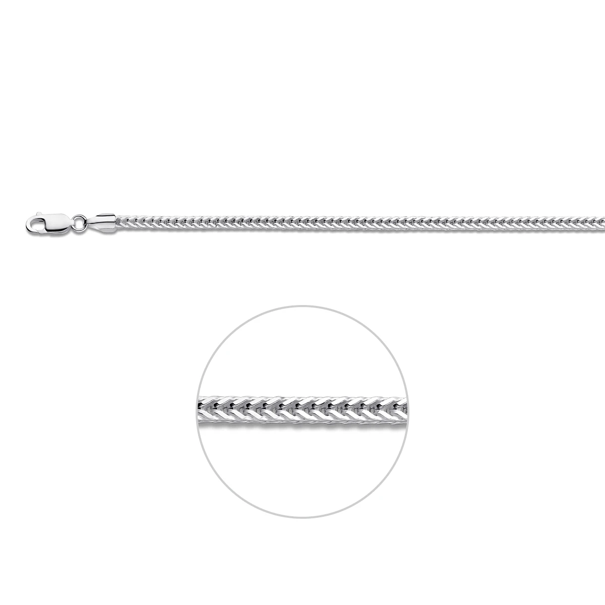 vossestaart 3,3 mm zilver wit