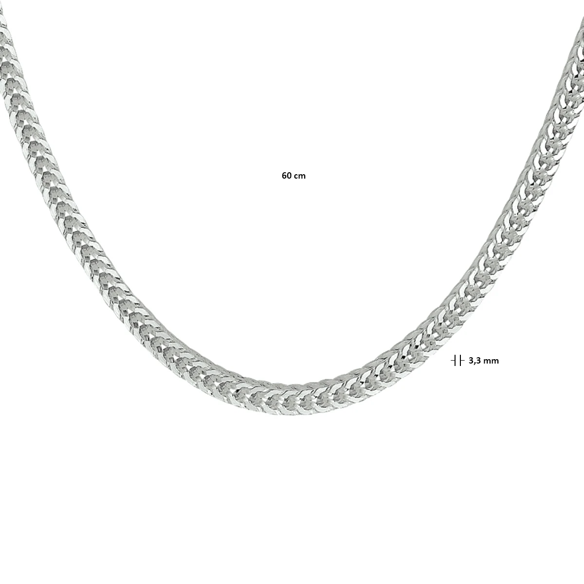 vossestaart 3,3 mm zilver wit